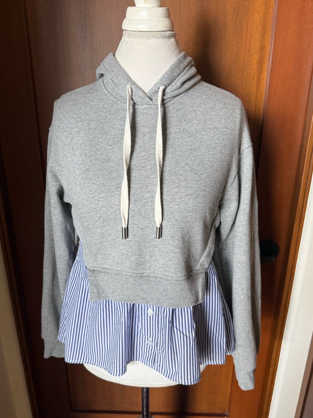 ⚜️ VERONICA BEARD HOCKLEY LAYERED HOODIE GRAY BLUE XS ⚜️